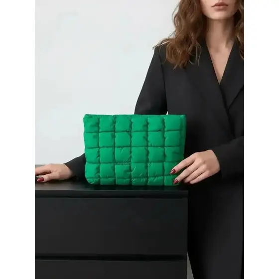 Bolsa clutch com design acolchoado em cor sólida, bolsa de viagem com zíper de grande capacidade, bolsa de viagem portát