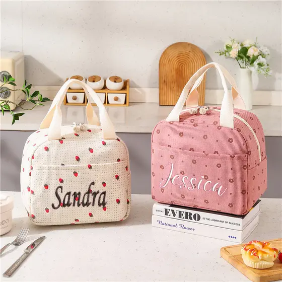 Bolsa Térmica de Veludo Personalizada com Nome, Bolsa Térmica para Almoço, Bolsa Térmica Infantil para Escola