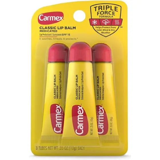Bálsamo Labial Clássico Carmex, 0,35 Onças (Pacote com 3) YBOW