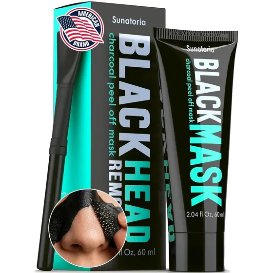 Máscara Facial Peel Off Preta SUNATORIA – Máscara em Gel de Carvão Ativado para Pele Oleosa e Mista – Ajuda a Remover o
