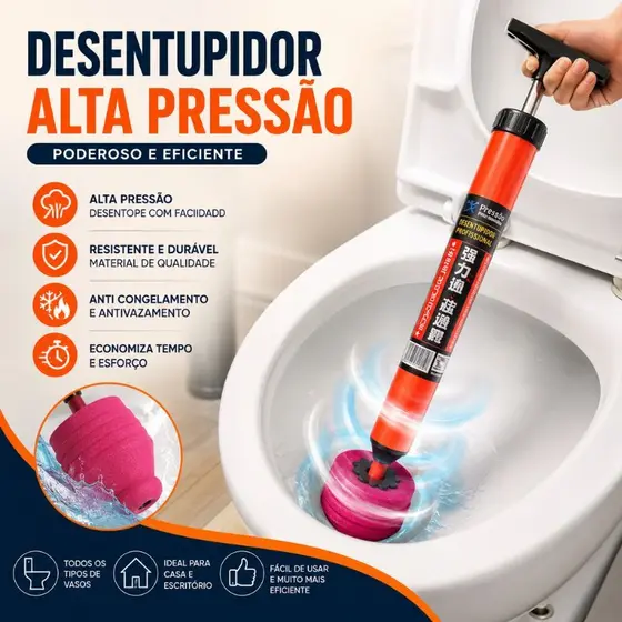 Desentupidor Alta Pressão Para Vaso Sanitário Pia Ralo Bomba Pneumática Reutilizável 120 PSI ABS