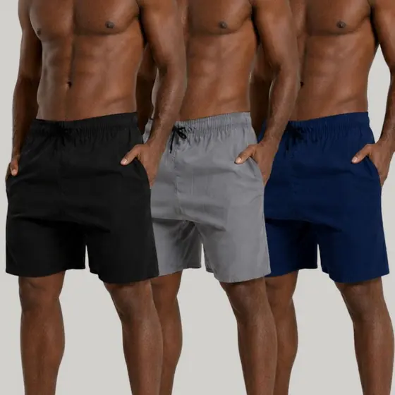 Kit Short Masculino Esportivo Roupa Treino Short Preto Short Bolsos Academia Cross Praia Dia Dia