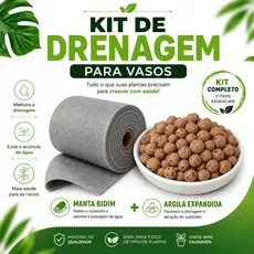 Kit Drenagem Perfeita para Plantas | Manta Bidim + Argila Expandida para Vasos e Jardins