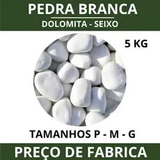 Seixo Branco Pedra Dolomita 5kg Decorativa Natural para Jardim Vasos Canteiros Caminhos Paisagismo