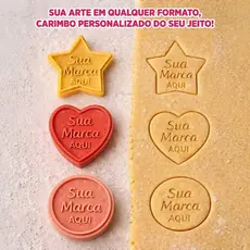 Carimbo de Biscoito Personalizado com a Sua Logo + Cortador com Puxador Ergônomico