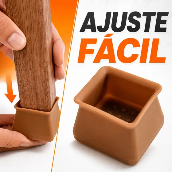 Kit 16 Protetor de Pes Cadeira Mesa Quadrado Silicone Antiderrapante Ponteira Perna Moveis 3,5cm