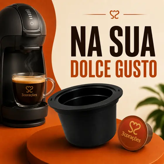 Adaptador Capsula Tres Coracoes para Dolce Gusto Reutilizavel Escolha Seu Kit Refil Cafe