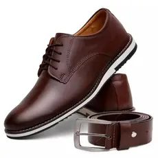 Sapato Social Masculino Elegante Oxford Ingles de Couro Premium Costurado Com Solado Macio Confortável + Cinto