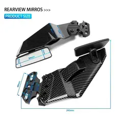 Universal Estilo De Fibra Carbono Ajustável Asa Lateral Spoiler Carenagem Com Espelhos Retrovisores Para Honda Kawasaki