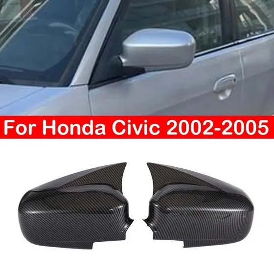 Para Honda Civic 2002-2005 Tampa Do Espelho Retrovisor Lateral Da Asa Porta Externa Estojo Guarnição Quadro Adesivo Fibr