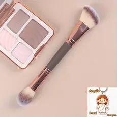 Pincel Duplo Para Contorno e Blush Macio e Pincel de Maquiagem Cor Champagne  que Não Absorve Pó GL