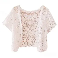 Bolero Feminino De Renda Com Ombros Curta Crop Top Crochê Cardigã Floral