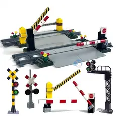 Conjunto De Luz De Sinal De Trânsito De Trilhos De Trem DIY , Brinquedos Educativos De Montagem De Blocos De Construção