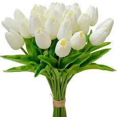 Pacote De 5 Unidades De Tulipas Artificiais Com Toque Real Buquê Falso Para Decoração De Casamento De Jardim Doméstico