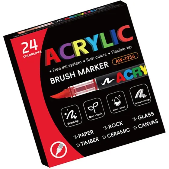 Marcador de Tinta Acrílica Líquida com Ponta de Pincel Macia para Desenho, Coloração, Scrapbooking e Diário