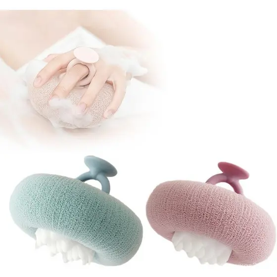 Esponja de Banho Super Macia com Ventosa em Forma de Girassol, Esponja Esfoliante 3D para o Corpo, para Adultos e Crianç