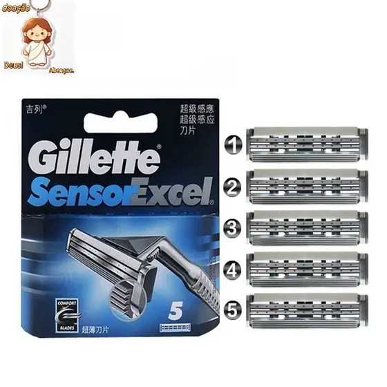 Barbeadores Sensor Gillette Excel Substituição da cabeça dos homens Barba facial Cabelo Remover Barbeador de camada dupl