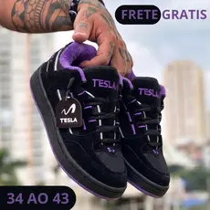 Tênis Masculino Casual Preto Estilo Urbano Street Fashion Confortável para Passeio e Lazer