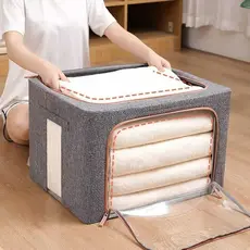 Caixa de Armazenamento Dobrável com Zíper – Solução Compacta para Roupas e Cobertores
