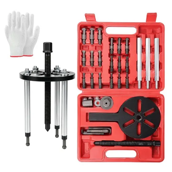 Kit Extrator Rolamentos 21 em 1 com Martelo Deslizante – 4 Garras para Alternador, Polia e Câmbio – Aço Carbono