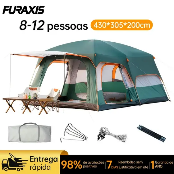 Barraca Camping Acampamento 8-16 Pessoas Grande Família Lux impermeável Varanda Para 430*305*200 Cm
