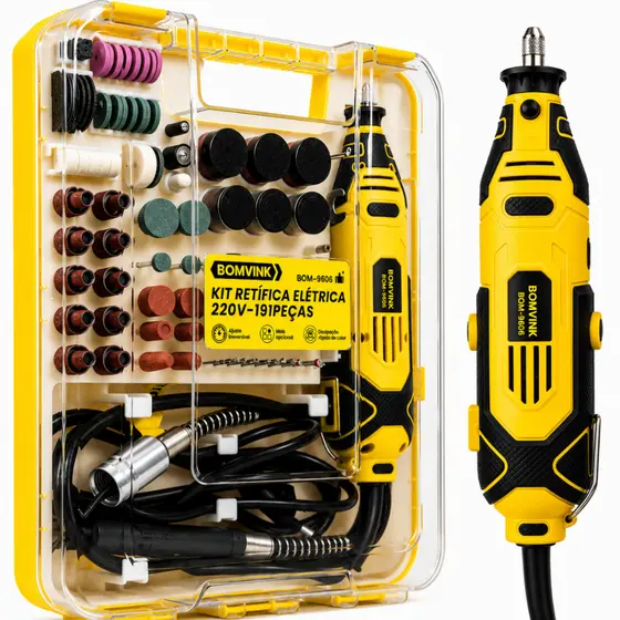 Kit Micro Retifica 220V Eletrica Profissional 191 Pecas Bomvink BOM-9606