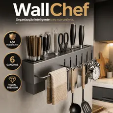 Organizador de Cozinha de Parede em Aço Inoxidável | Suporte Porta Utensílios