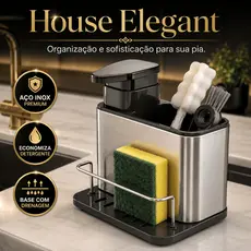 Organizador de Pia com Porta Detergente Inox  | Dispenser para Detergentes Premium