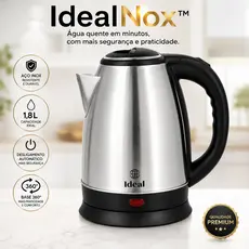 Chaleira Elétrica Inox 1,8L 1000W Desligamento Automático