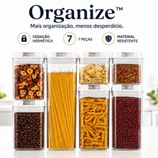 Kit Potes Herméticos 7 Pçs Acrílico Transparente para Organização com Vedação Hermética