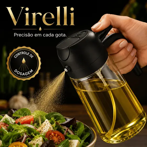 Galheteiro de Vidro  Spray e Dosador 2 em 1 470ml |  Galheteiro de Vidro para Óleo, Vinagre, etc