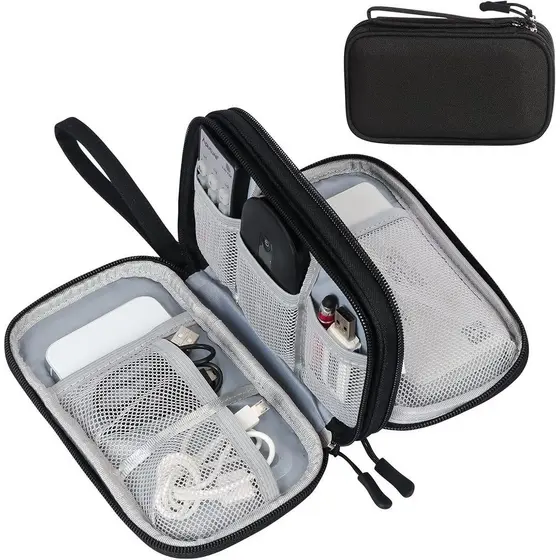 Organizador de Cabos de Viagem FYY, Bolsa para Acessórios Eletrônicos, Estojo Portátil à Prova d'Água com Duas Camadas,