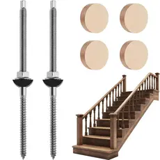 2 Conjuntos de Kit de Montagem para Poste de Escada de Madeira – Fixador Completo para Instalação de Corrimão de Escada