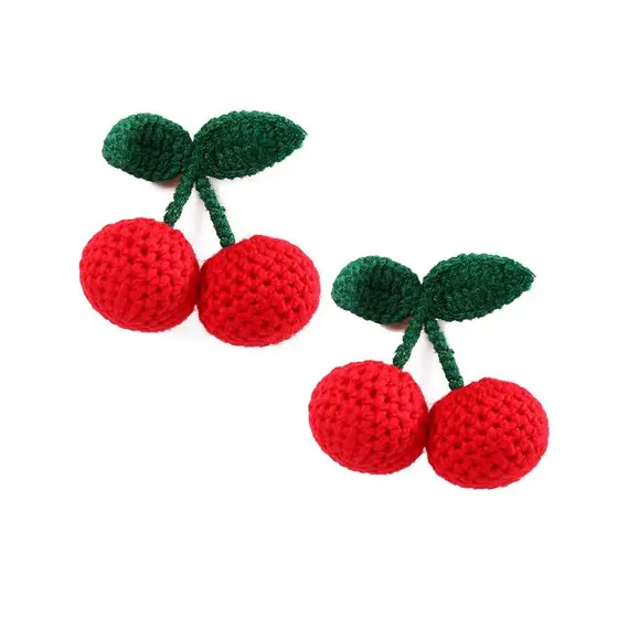 2 Peças de Presilhas de Cabelo para Meninas, Presilhas de Cabelo em Forma de Cereja Doce Feitas à Mão em Crochê, Grampos