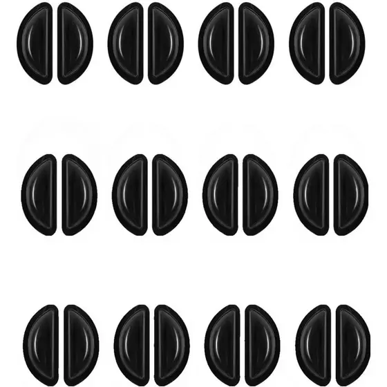 12 Pares de Almofadas de Silicone Macio Adesivas para Óculos, Antiderrapantes, com Espessura de 3,5 mm/0,4 Polegadas e A