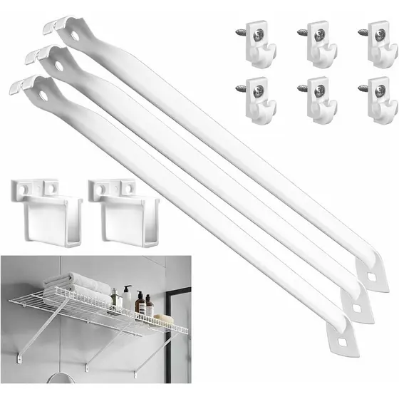 3 Pack Wire Shelf Brackets, Heavy Duty Metal Support for Wire Shelving Brackets, Closet Rod Brackets, Wire Shelf Bracket