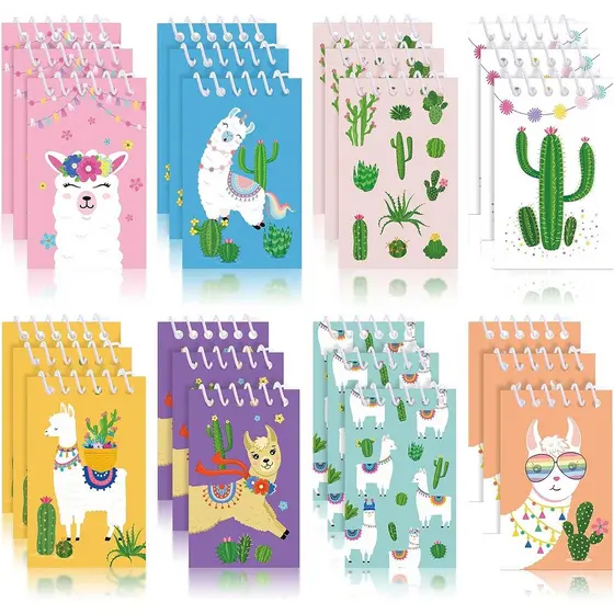 Conjunto de 24 Cadernos Mini de Lhama para Lembrancinhas de Festa de Aniversário, Presentes para Meninos e Meninas, Cade