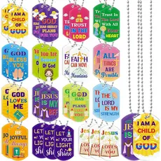 32 Peças de Correntes de Identificação Cristã com Versículos Bíblicos, Lembranças de Festa, Presentes Inspiradores e Mot
