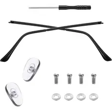 1 Par de Hastes de Metal para Óculos, Kit de Reparo de Óculos Preto com Parafusos, Arruelas, Chave de Fenda, Almofadas d
