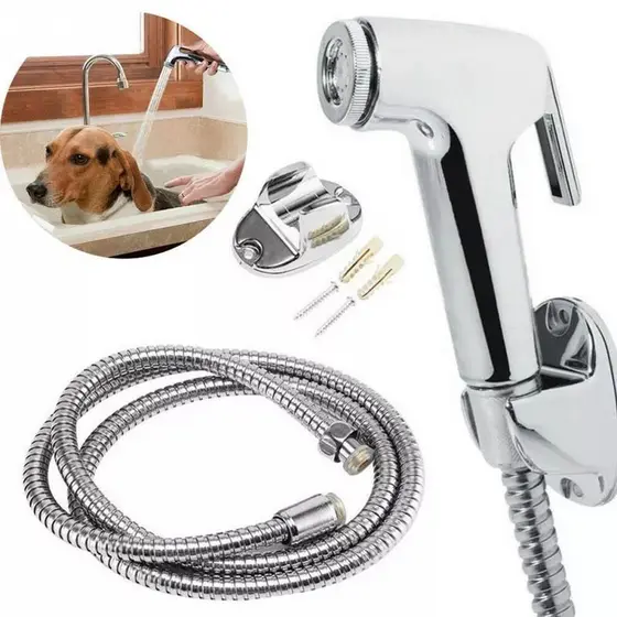 Ducha Higiênica Cromada ABS Prática Mangueira Flexível Com Gatilho Luxo
