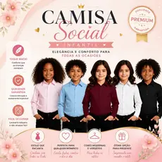 Camisa Social Infantil Manga Longa Lisa Menino Menina Tamanho 2 ao 10 Premium - Envio Imediato !!!
