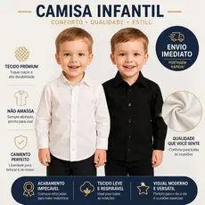 Camisa Social Infantil Manga Longa Não Amassa Premium Menino Tam 2 ao 10 ENVIO IMEDIATO !!!