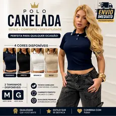 Blusinha Polo Feminina Cropped Manga Curta Canelada Premium M e G - Envio Imediato !!!