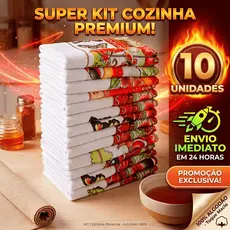 Kit 10 Panos de Prato Pé de Galinha 100% Algodão 38x69cm Estampado Alta Absorção Cozinha - Envio Imediato !!!