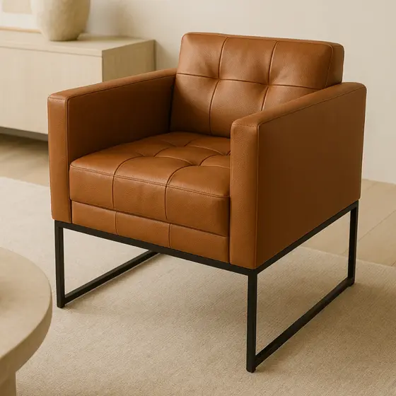 Poltrona Decorativa Luxo Courino Corino Escritorio Luxo Recepção Sala Base De Aluminio Preto