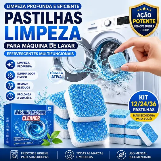 Pastilhas para Limpeza de Máquina de Lavar 12 Unidades