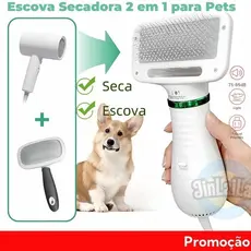 Escova Secadora Pet 110V- 2 EM 1 Seca Remove Pelos Cachorro Coelho Gato ，Baixo Ruído!