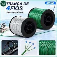 Linha de Pesca Multifilamento 4 Fios 300m 100% PE Alta Resistência para Molinete e Carretilha