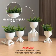 Kit 3 | 4 Mini Vasinhos com Planta FLOR artificial Enfeite Decoração Casa vaso de plástico tamanho mini 7 cm