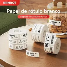 Niimbot D11/D110/D101 Etiquetas Brancas, Etiquetas de Código de Barras/Nome de Produto/Preço